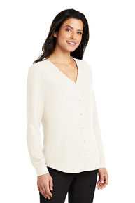 Port Authority Ladies Long Sleeve Button-Front Blouse. LW700