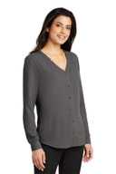 Port Authority Ladies Long Sleeve Button-Front Blouse. LW700