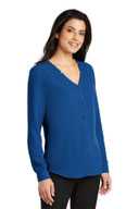 Port Authority Ladies Long Sleeve Button-Front Blouse. LW700