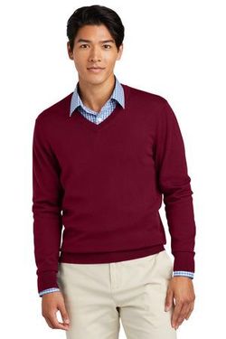 Brooks Brothers ® Washable Merino V-Neck Sweater BB18410 Brooks Brothers ® Washable Merino V-Neck Sweater BB18410