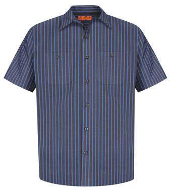 Red Kap ®  Long Size, Short Sleeve Striped Industrial Work Shirt. CS20LONG