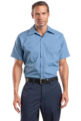 Red Kap ®  Long Size, Short Sleeve Striped Industrial Work Shirt. CS20LONG