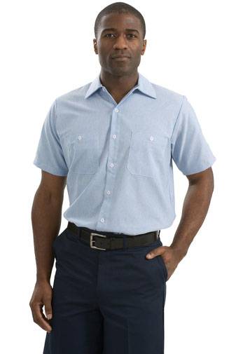Red Kap ®  Long Size, Short Sleeve Striped Industrial Work Shirt. CS20LONG