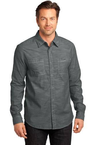 DISCONTINUED  District Made® - Mens Long Sleeve Washed Woven Shirt. DM3800