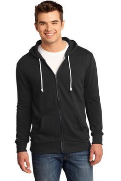 DISCONTINUED  District ®  - Young Mens Core Fleece Full-Zip Hoodie DT190 DISCONTINUED  District ®  - Young Mens Core Fleece Full-Zip Hoodie DT190
