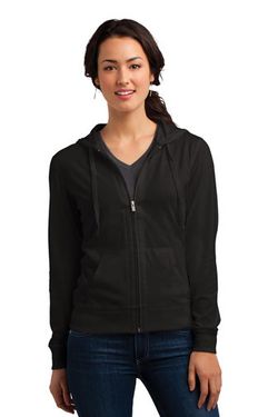 District ®  Women's Fitted Jersey Full-Zip Hoodie. DT2100 District ®  Women's Fitted Jersey Full-Zip Hoodie. DT2100