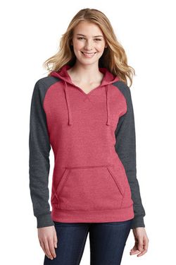 District ®  Women's Lightweight Fleece Raglan Hoodie.  DT296 District ®  Women's Lightweight Fleece Raglan Hoodie.  DT296