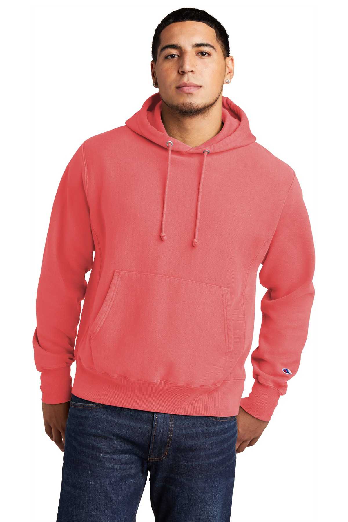 Champion  ®  Reverse Weave  ®  Garment-Dyed Hooded Sweatshirt. GDS101