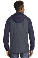 Sport-Tek ®  Heather Colorblock Raglan Hooded Wind Jacket. JST40