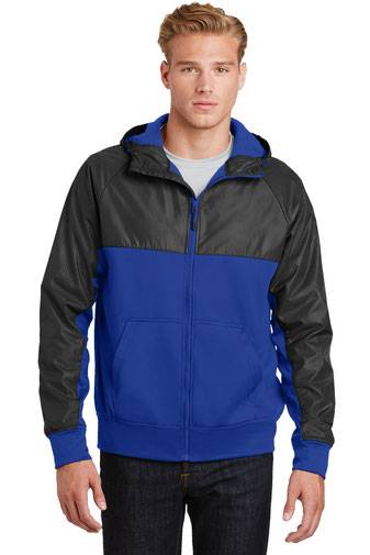 Sport-Tek ®  Embossed Hybrid Full-Zip Hooded Jacket. JST50