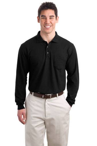 Port Authority Long Sleeve Silk Touch™ Polo with Pocket.  K500LSP