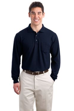 Port Authority Long Sleeve Silk Touch™ Polo with Pocket. K500LSP Port Authority Long Sleeve Silk Touch™ Polo with Pocket. K500LSP
