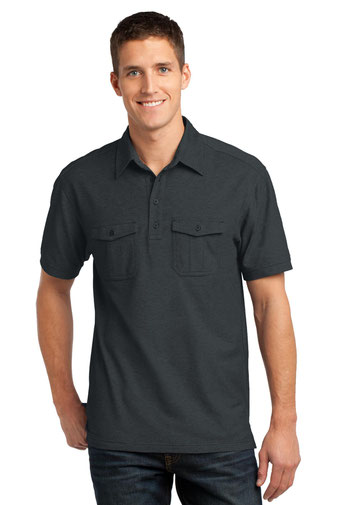 DISCONTINUED Port Authority Oxford Pique Double Pocket Polo. K557