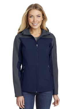 Port Authority Ladies Hooded Core Soft Shell Jacket. L335 Port Authority Ladies Hooded Core Soft Shell Jacket. L335