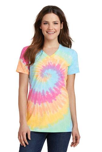 Port & Company ®  Ladies Tie-Dye V-Neck Tee.  LPC147V