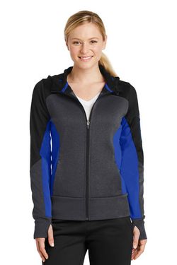 Sport-Tek ® Ladies Tech Fleece Colorblock Full-Zip Hooded Jacket. LST245 Sport-Tek ® Ladies Tech Fleece Colorblock Full-Zip Hooded Jacket. LST245