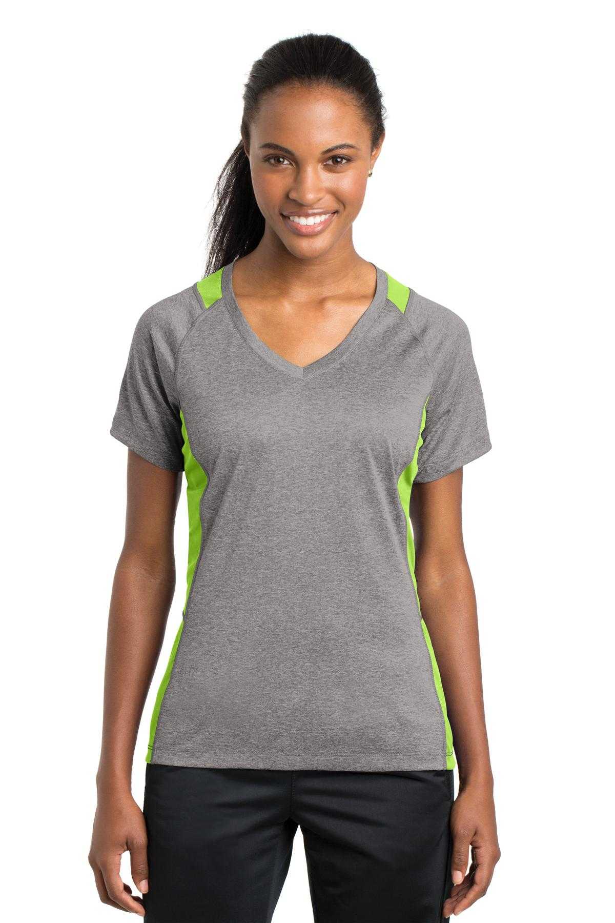 Sport-Tek ®  Ladies Heather Colorblock Contender ™  V-Neck Tee. LST361