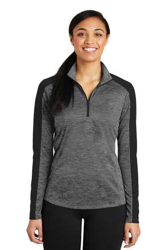 Sport-Tek &#174;  Ladies PosiCharge &#174;  Electric Heather Colorblock 1/4-Zip Pullover. LST397