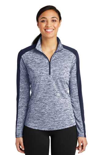 Sport-Tek &#174;  Ladies PosiCharge &#174;  Electric Heather Colorblock 1/4-Zip Pullover. LST397
