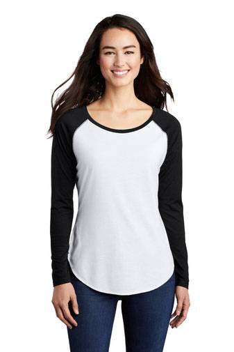 Sport-Tek  ®  Ladies PosiCharge  ®  Long Sleeve Tri-Blend Wicking Scoop Neck Raglan Tee LS