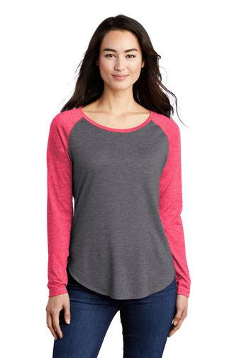 Sport-Tek  ®  Ladies PosiCharge  ®  Long Sleeve Tri-Blend Wicking Scoop Neck Raglan Tee LS