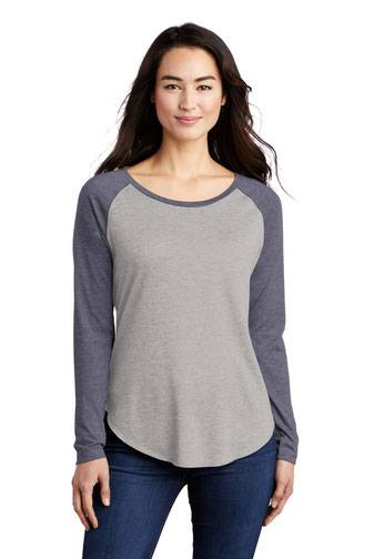 Sport-Tek  ®  Ladies PosiCharge  ®  Long Sleeve Tri-Blend Wicking Scoop Neck Raglan Tee LS