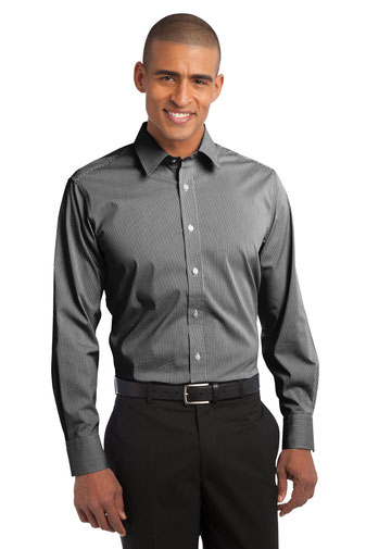DISCONTINUED  Port Authority Fine Stripe Stretch Poplin Shirt. S647