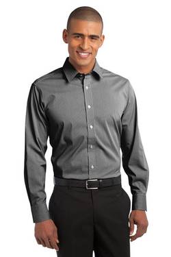 DISCONTINUED Port Authority Fine Stripe Stretch Poplin Shirt. S647 DISCONTINUED Port Authority Fine Stripe Stretch Poplin Shirt. S647