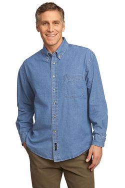 Port & Company ®  - Long Sleeve Value Denim Shirt. SP10 Port & Company ®  - Long Sleeve Value Denim Shirt. SP10