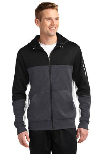 Sport-Tek ®  Tech Fleece Colorblock Full-Zip Hooded Jacket. ST245