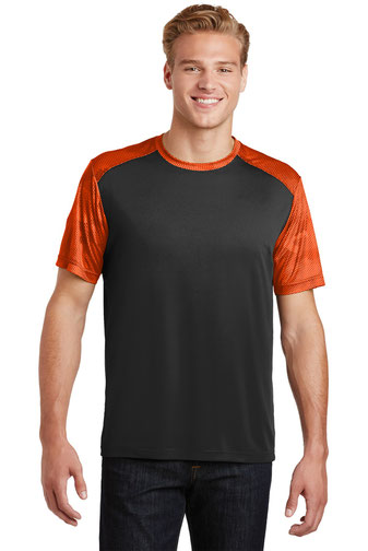 Sport-Tek &#174;  CamoHex Colorblock Tee. ST371