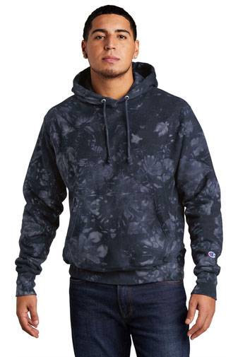 Champion  ®  Reverse Weave  ®  Scrunch-Dye Tie-Dye Hooded Sweatshirt. TDS101