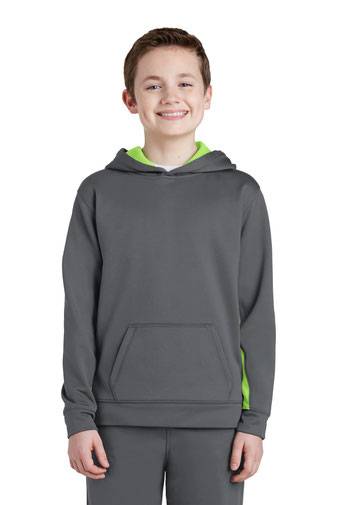Sport-Tek ®  Youth Sport-Wick ®  Fleece Colorblock Hooded Pullover.  YST235