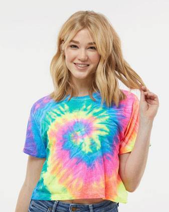 Colortone Women's Tie-Dyed Crop T-Shirt 1050C