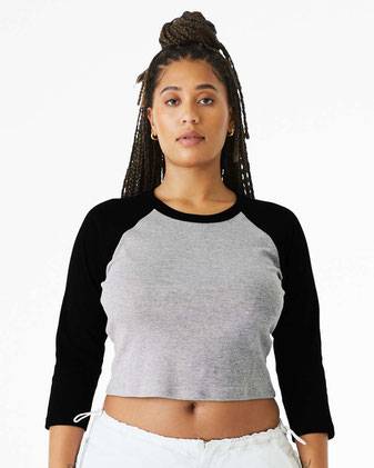 BELLA + CANVAS Women's Micro Rib 3/4 Raglan Sleeve Baby Tee 1200