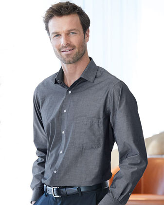 Chambray Spread Flex Collar Shirt