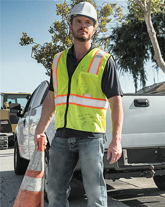 Kishigo Economy Contrasting Vest with Zippered Front 1527-1528