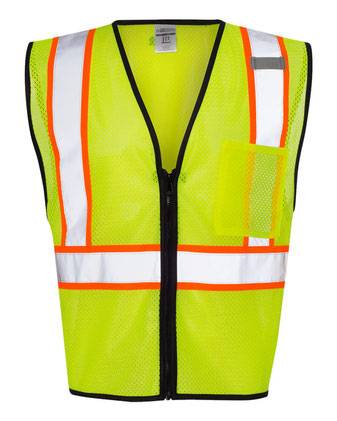 Kishigo Economy Contrasting Vest with Zippered Front 1527-1528