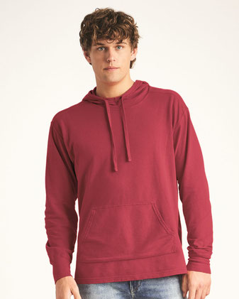 Garment-Dyed French Terry Scuba Neck Hooded Pullover