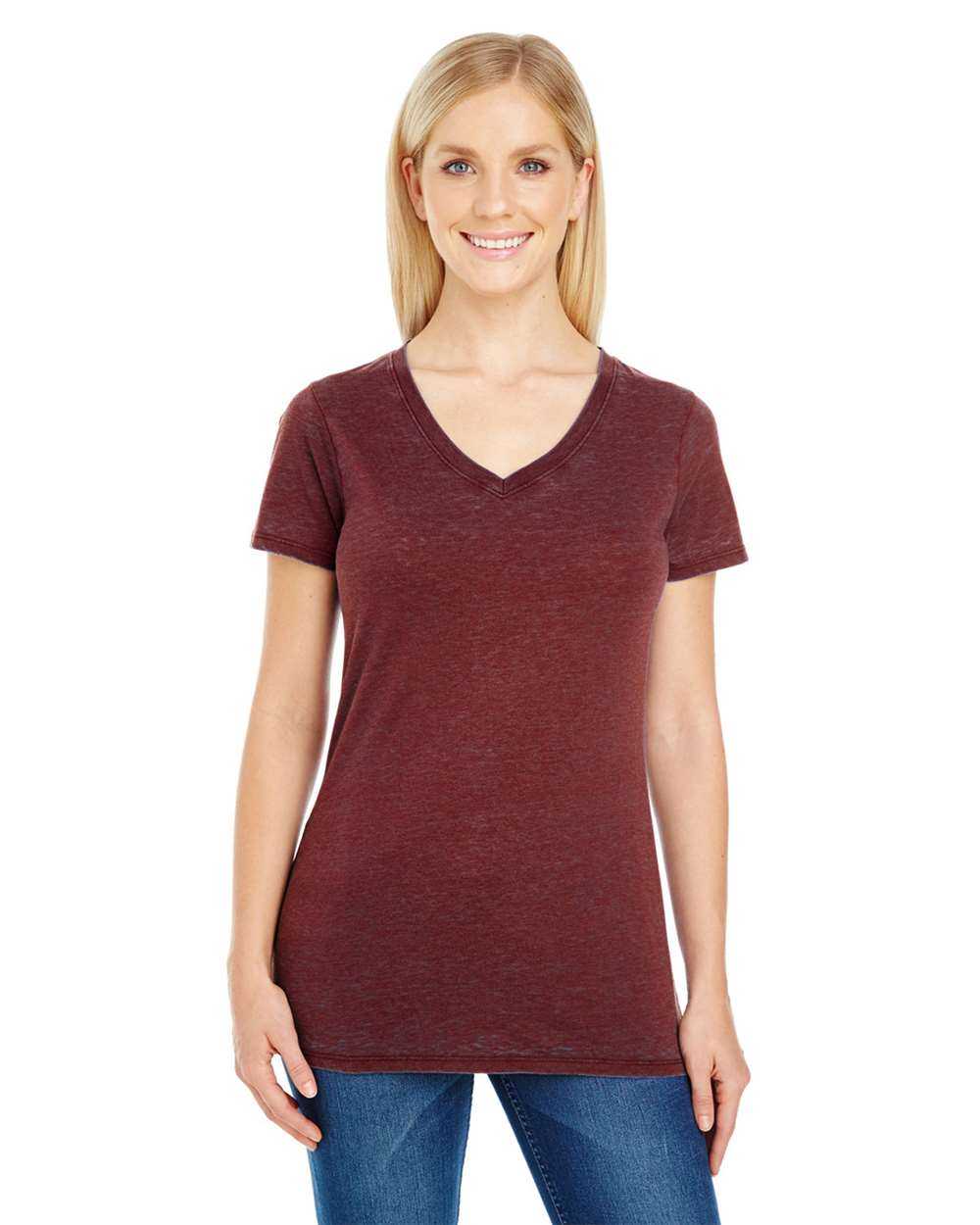 Threadfast Apparel Women's Cross Dye V-Neck T-Shirt 215B