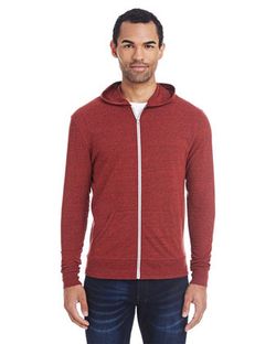Threadfast Apparel Triblend Full-Zip Light Hooded Sweatshirt 302Z Threadfast Apparel Triblend Full-Zip Light Hooded Sweatshirt 302Z