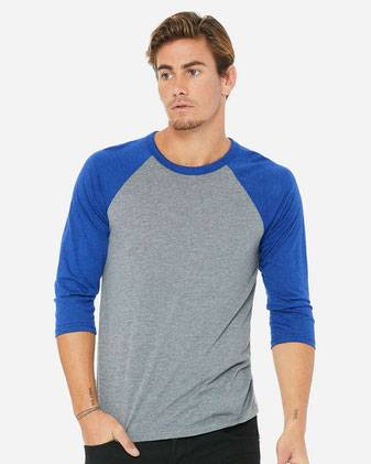 BELLA + CANVAS Three-Quarter Sleeve Baseball Tee 3200C