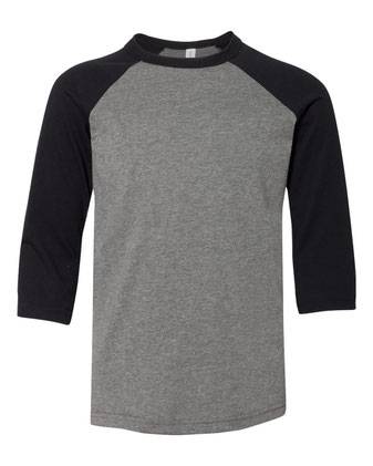 BELLA + CANVAS Youth Three-Quarter Sleeve Baseball Tee 3200Y