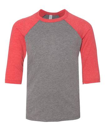 BELLA + CANVAS Youth Three-Quarter Sleeve Baseball Tee 3200Y