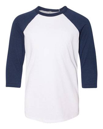 BELLA + CANVAS Youth Three-Quarter Sleeve Baseball Tee 3200Y