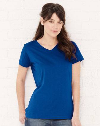 LAT Women's Fine Jersey V-Neck Tee 3507