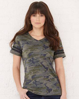 LAT Women's Football V-Neck Fine Jersey Tee 3537