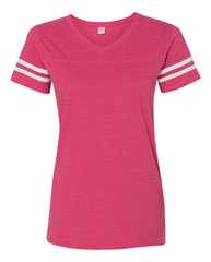 Women's Football V-Neck Fine Jersey Tee