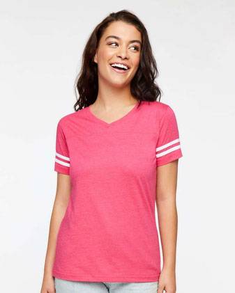 LAT Women's Football V-Neck Fine Jersey Tee 3537