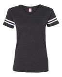 Women's Football V-Neck Fine Jersey Tee